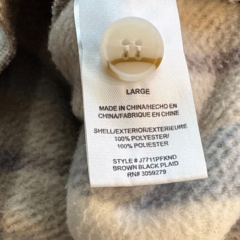 Thread & Supply Plaid Polar Fleece Shacket in Tan, Gray and Cream Women’s Size L - Picture 8 of 9